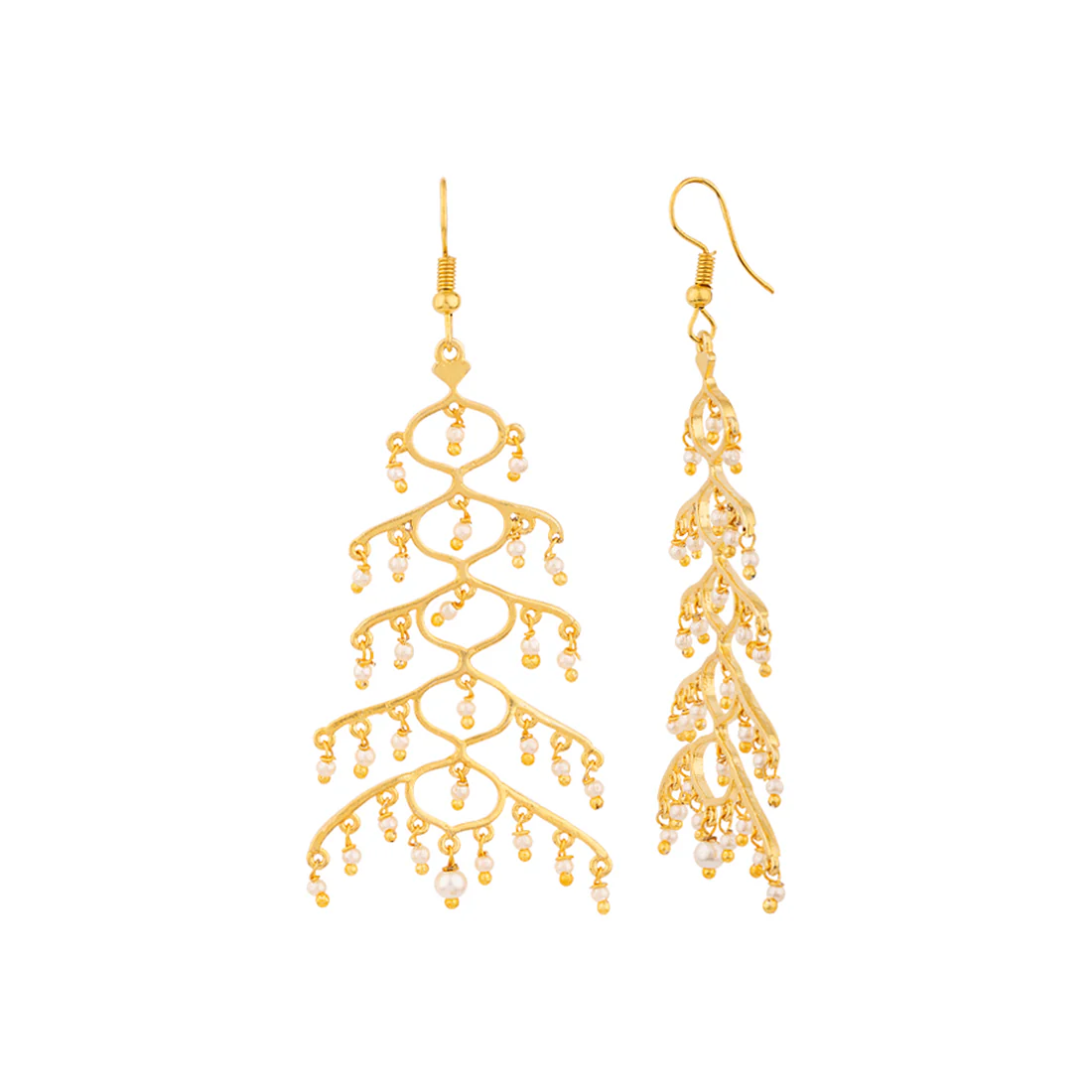 Jaali Pearl Layered Drop Style earrings - Image 4