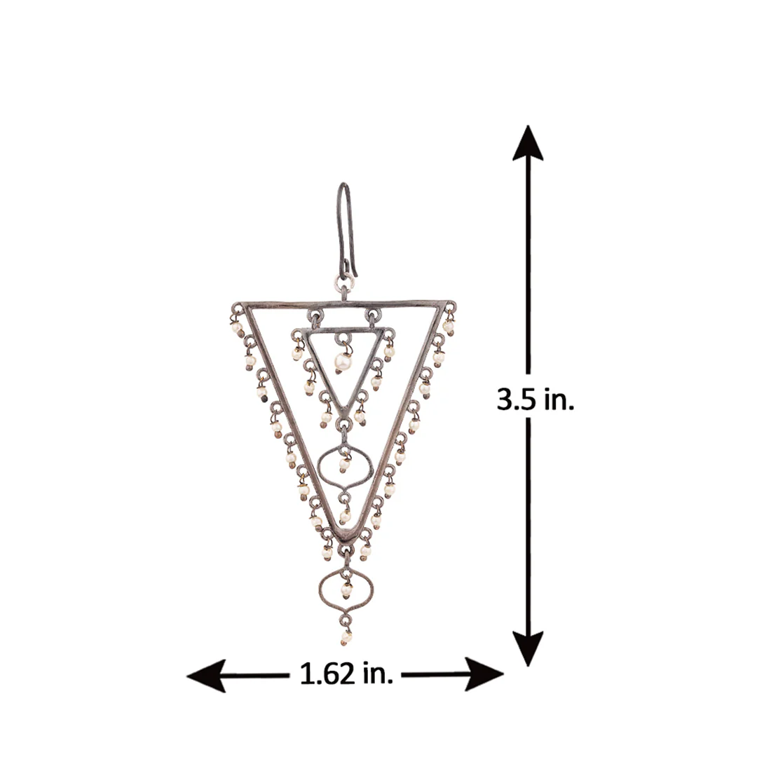 Jaali Pearl Layered Triangles Earrings - Image 5
