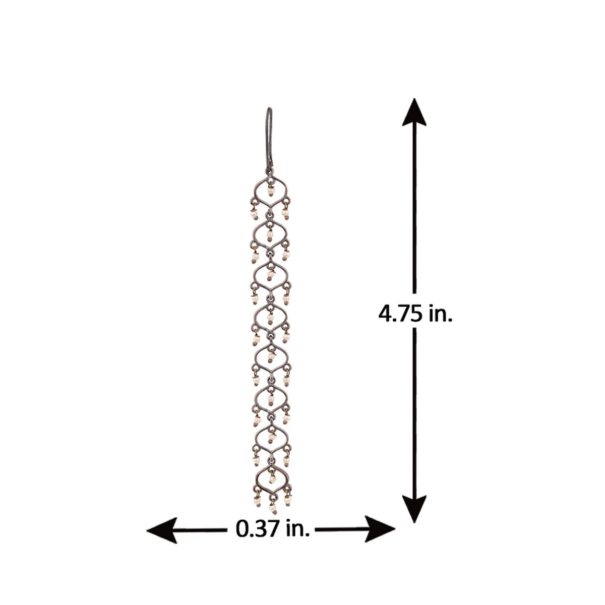 Jaali Pearl Long Drop Earrings - Image 5
