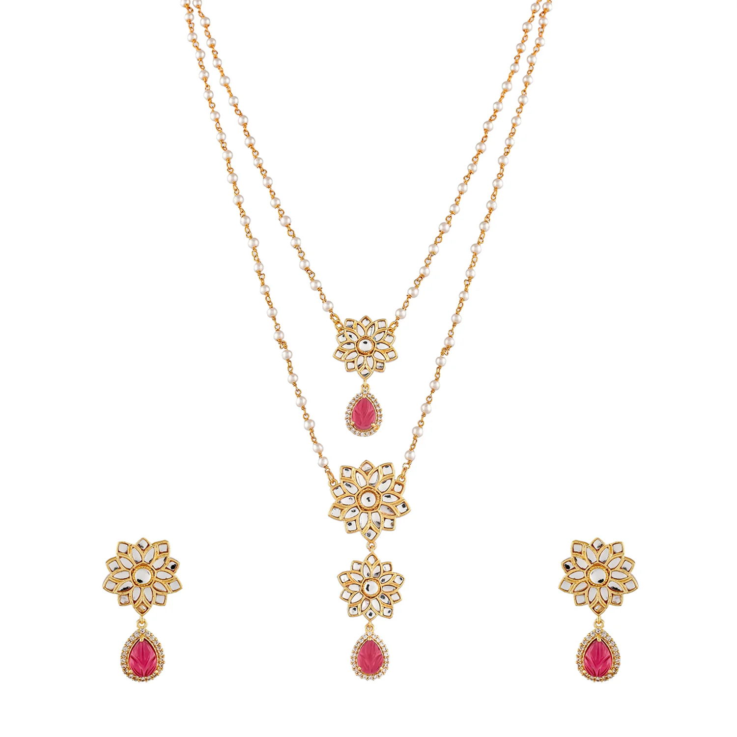 Heer Jasmaira Layered Pendant Necklace Set - Image 3