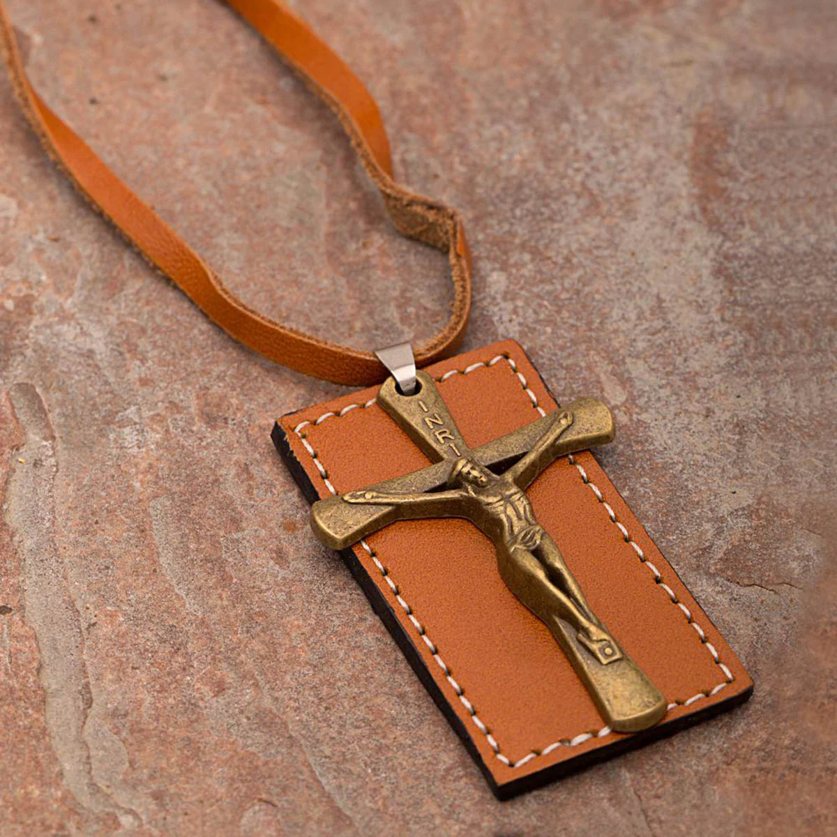 Jesus Christ Pendant With Leather Chain For Men