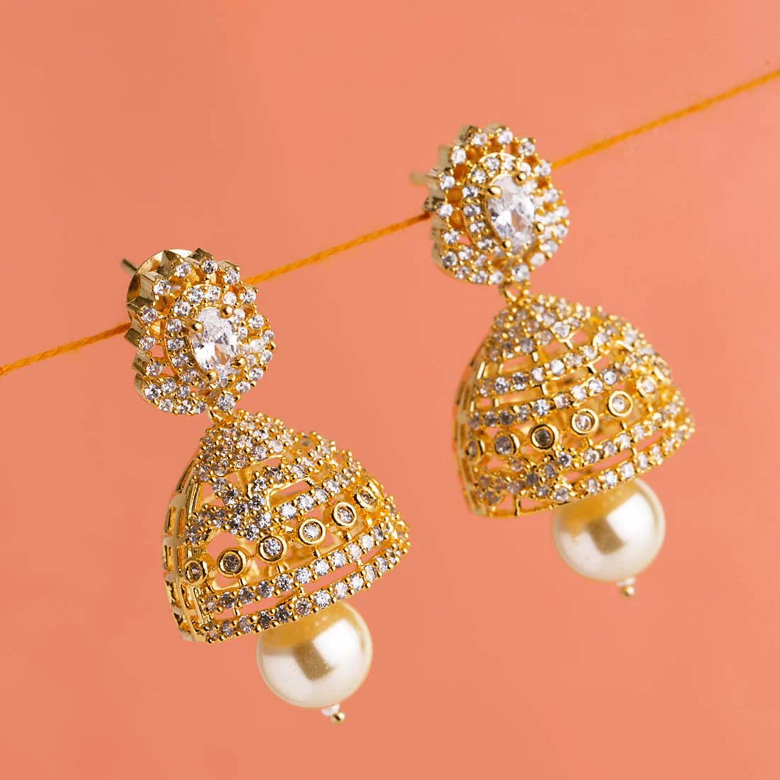 Jhumka Drop Gems Embellished Earrings