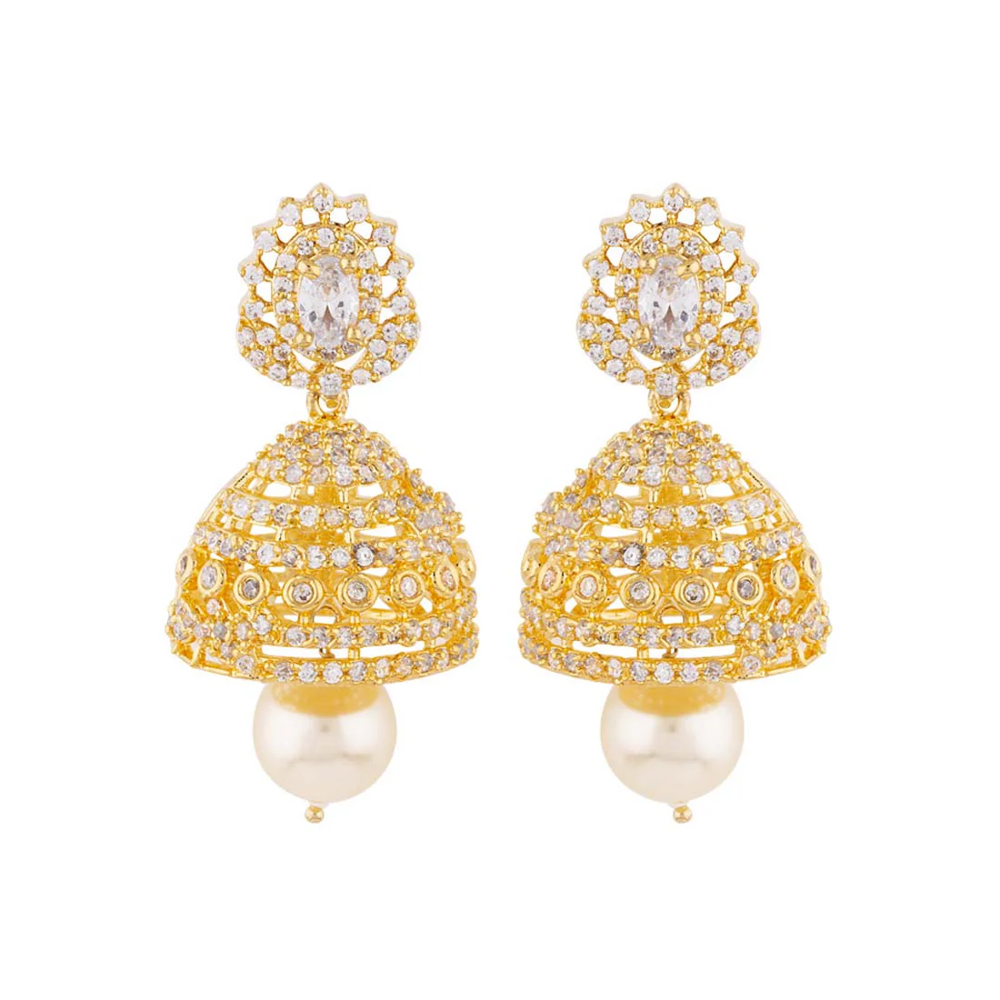 Jhumka Drop Gems Embellished Earrings - Image 2