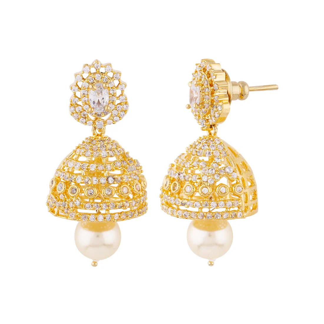 Jhumka Drop Gems Embellished Earrings - Image 3
