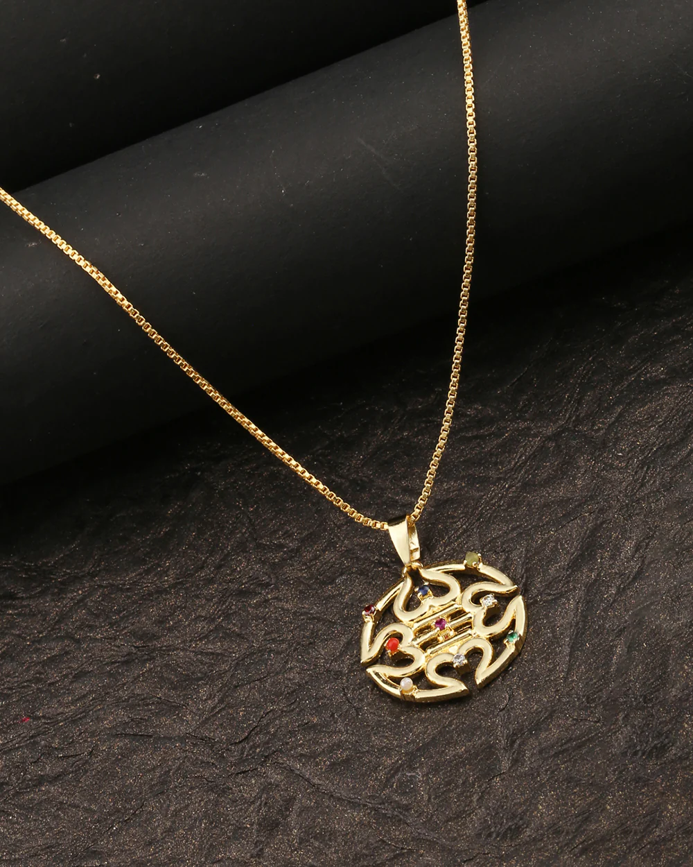 Kailasha Circular Trident Pendant With Chain