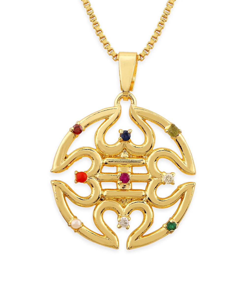 Kailasha Circular Trident Pendant With Chain - Image 2
