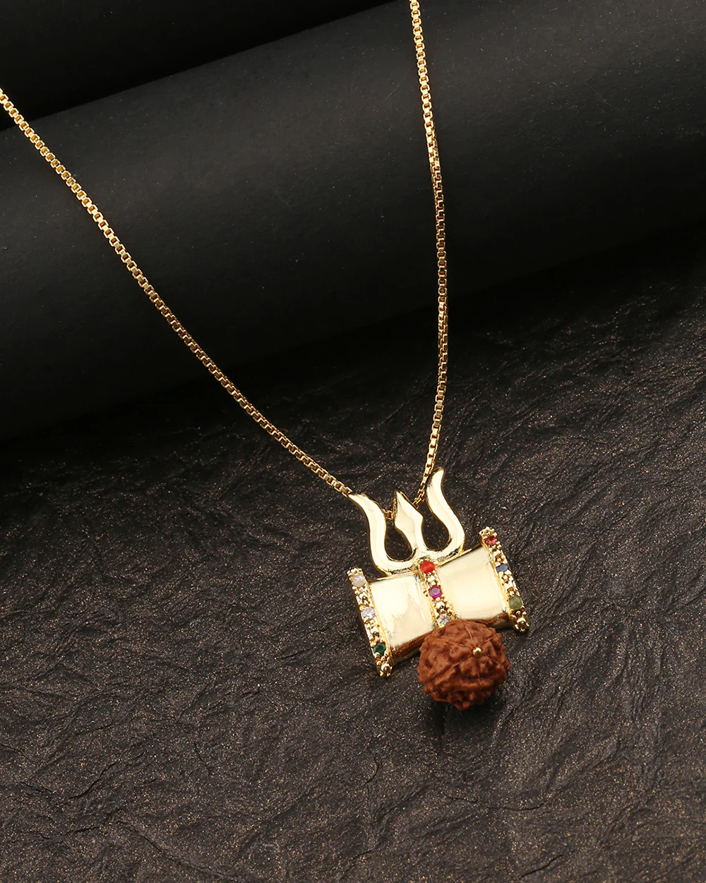 Kailasha Damru Rudraksha Pendant With Chain