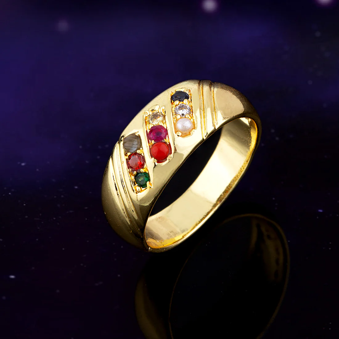 Kailasha Men's CZ Gems Embellished Band Ring
