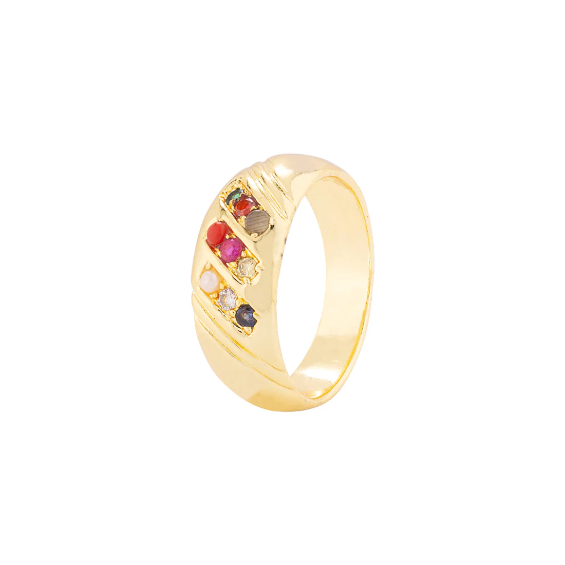 Kailasha Men's CZ Gems Embellished Band Ring - Image 2