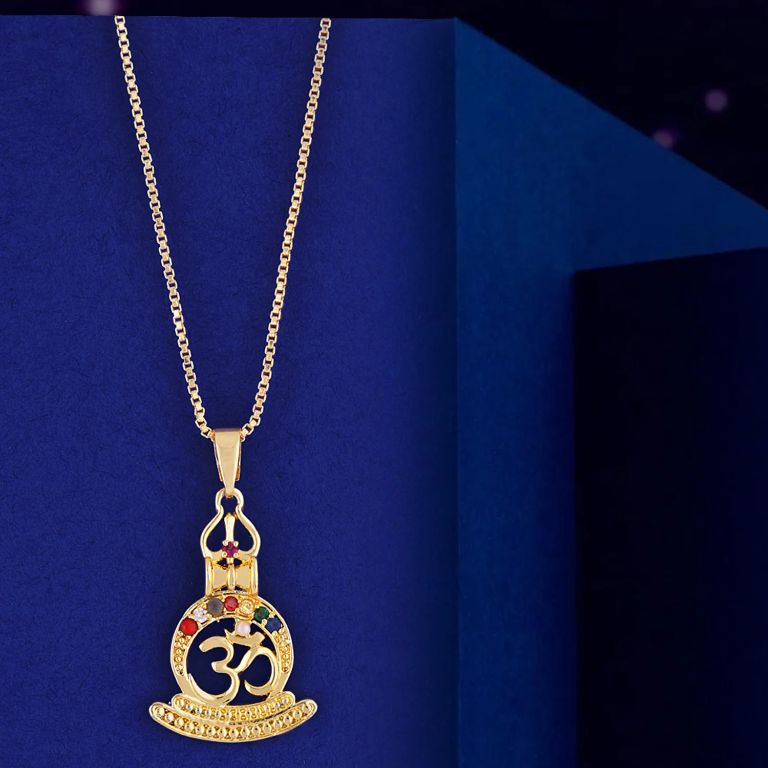 Kailasha OM CZ Gems Adorned Pendant