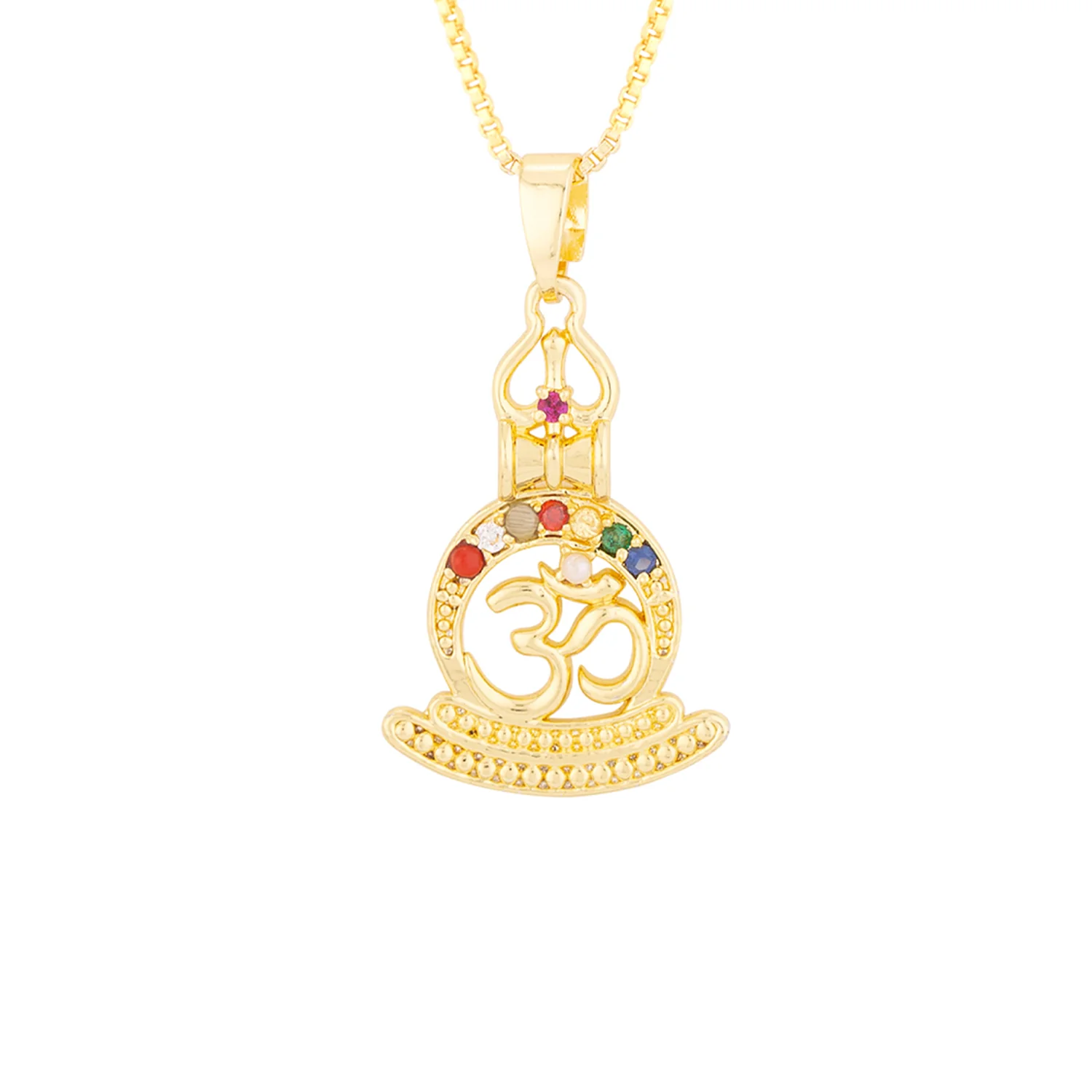 Kailasha OM CZ Gems Adorned Pendant - Image 2