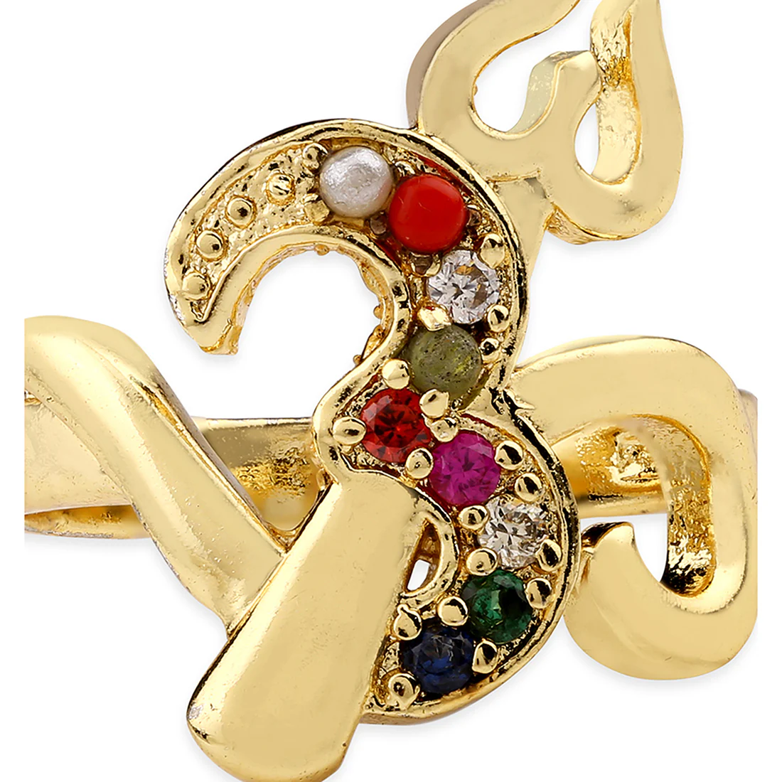 Kailasha Stone Studded Om Trishul Ring - Image 3