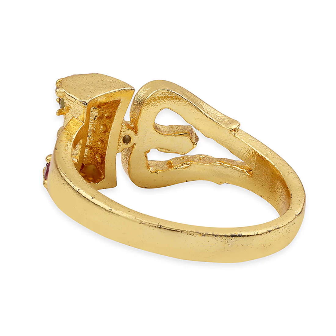Kailasha Trishul Damru Yellow Gold Ring - Image 4