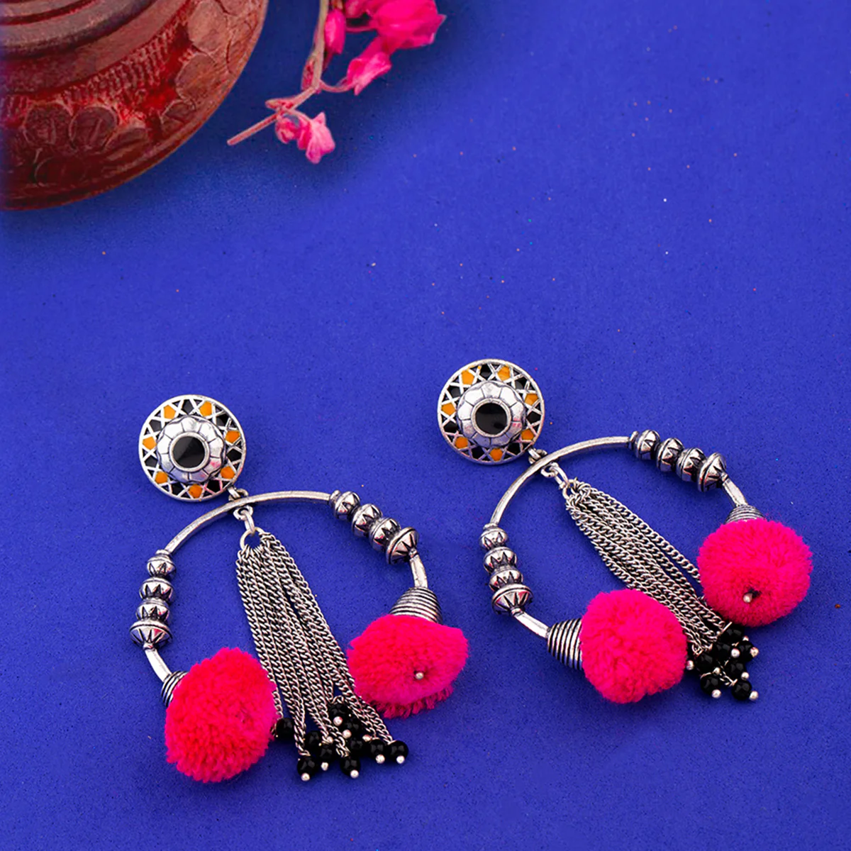 Kalbelia Beaded Chain Earrings