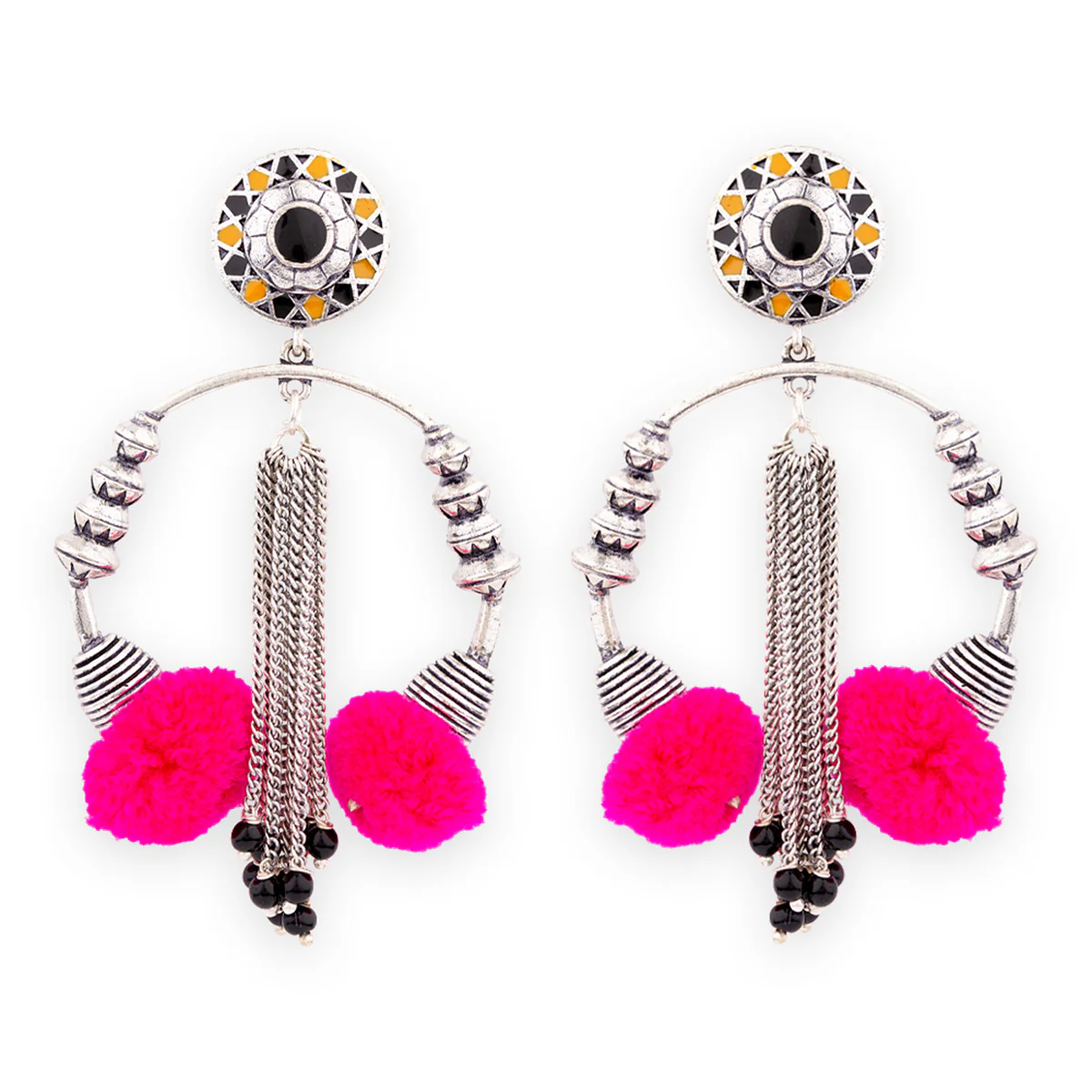 Kalbelia Beaded Chain Earrings - Image 4