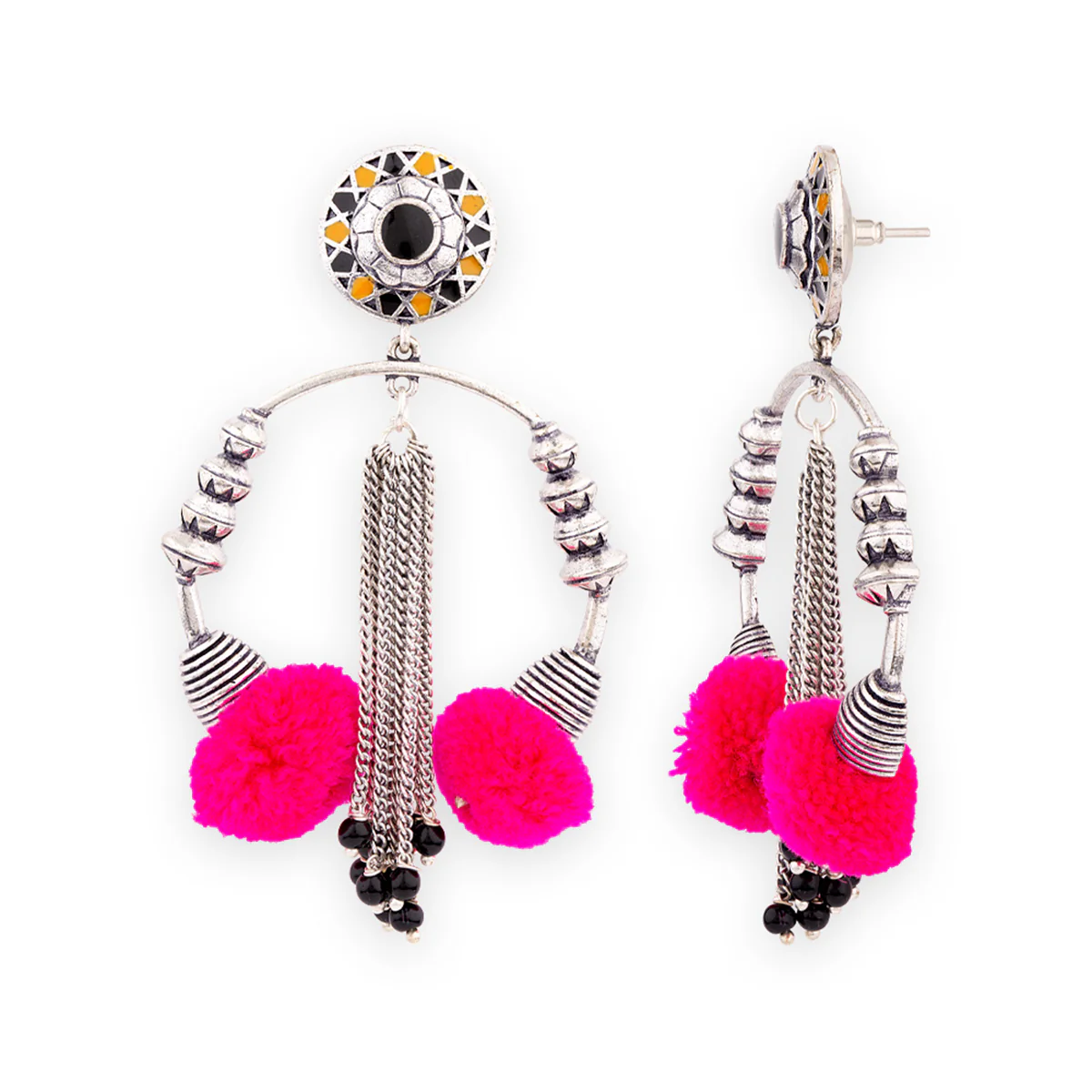 Kalbelia Beaded Chain Earrings - Image 5