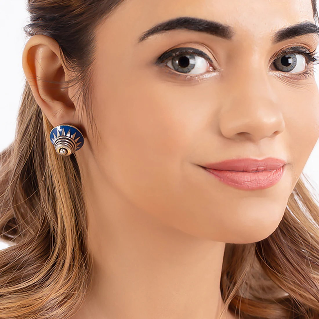 Kalbelia Blue Enamel Stud Earrings - Image 2