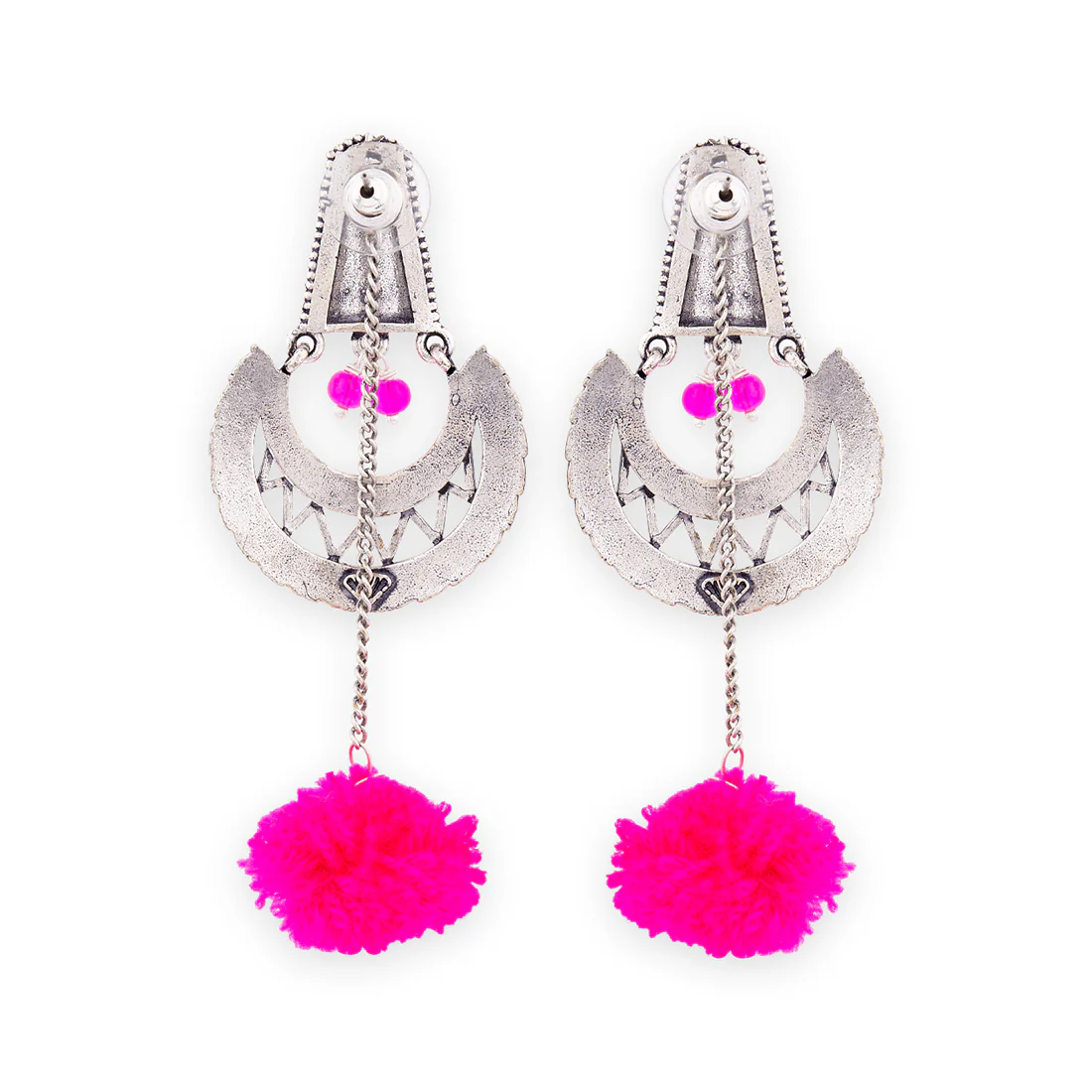 Kalbelia Chandbali Pom Pom Earrings - Image 5