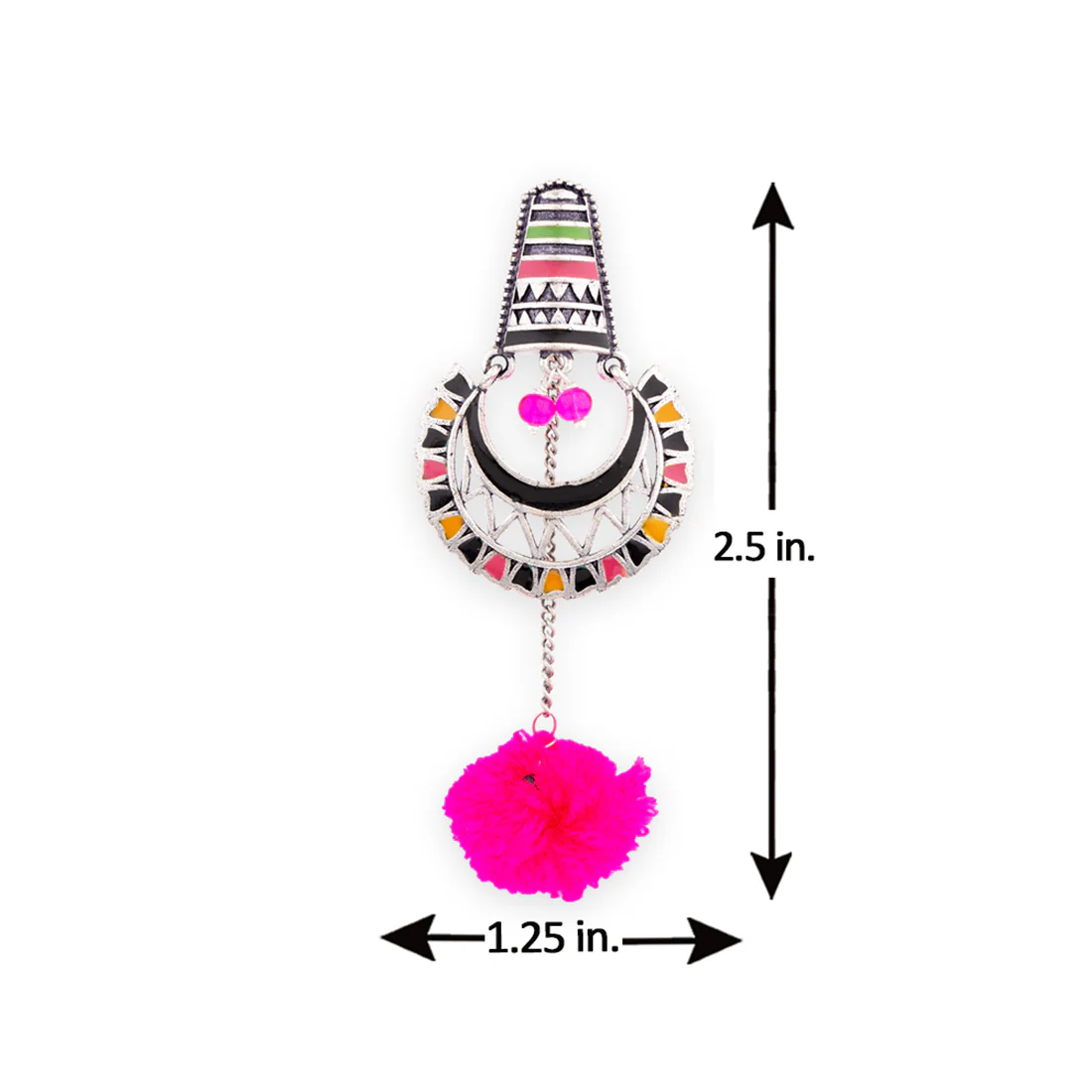 Kalbelia Chandbali Pom Pom Earrings - Image 6
