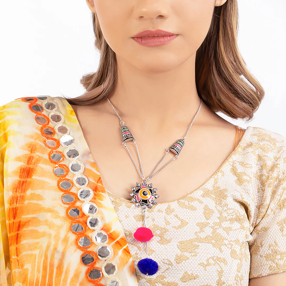 Kalbelia Colorful Enamel Statement Necklace - Image 2
