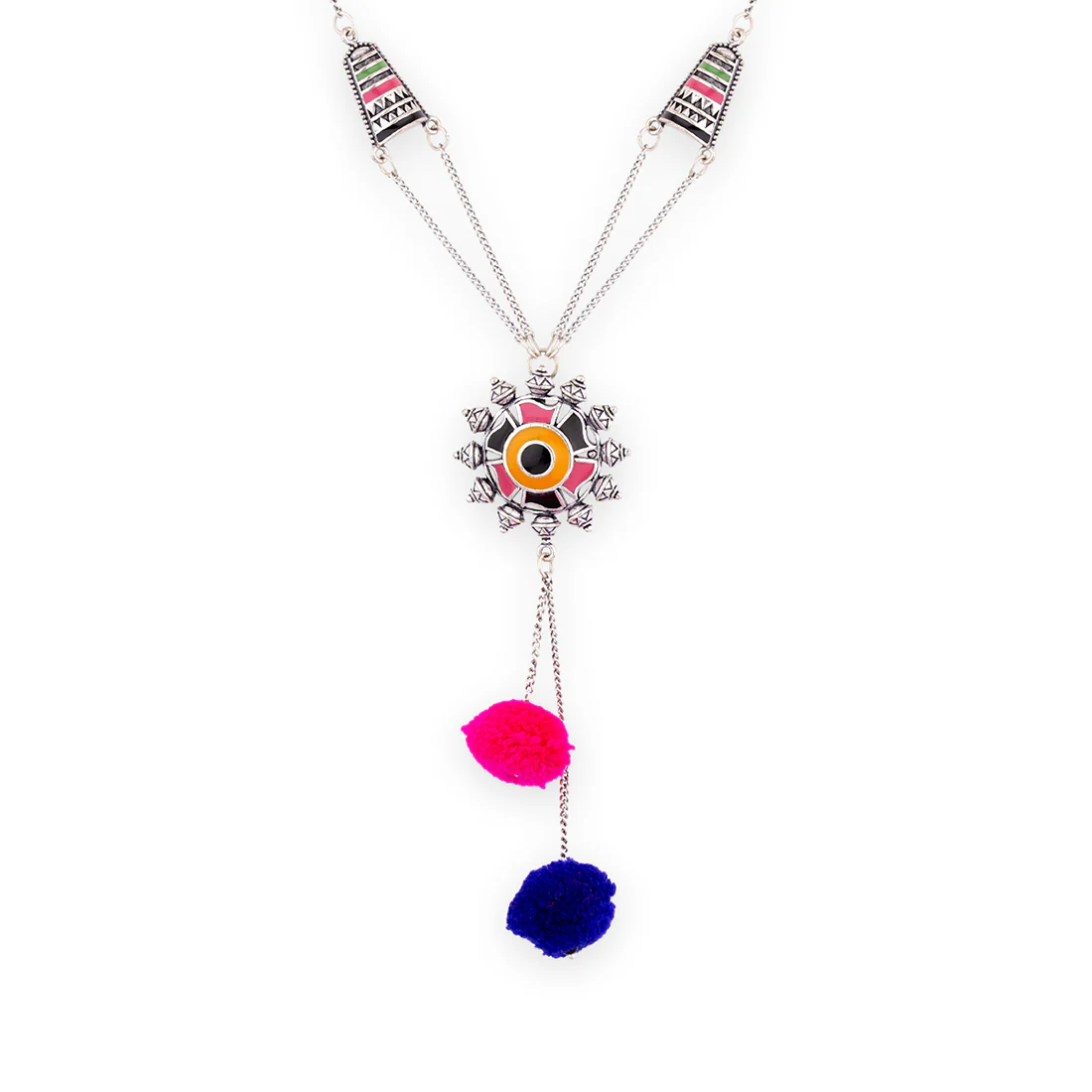 Kalbelia Colorful Enamel Statement Necklace - Image 3