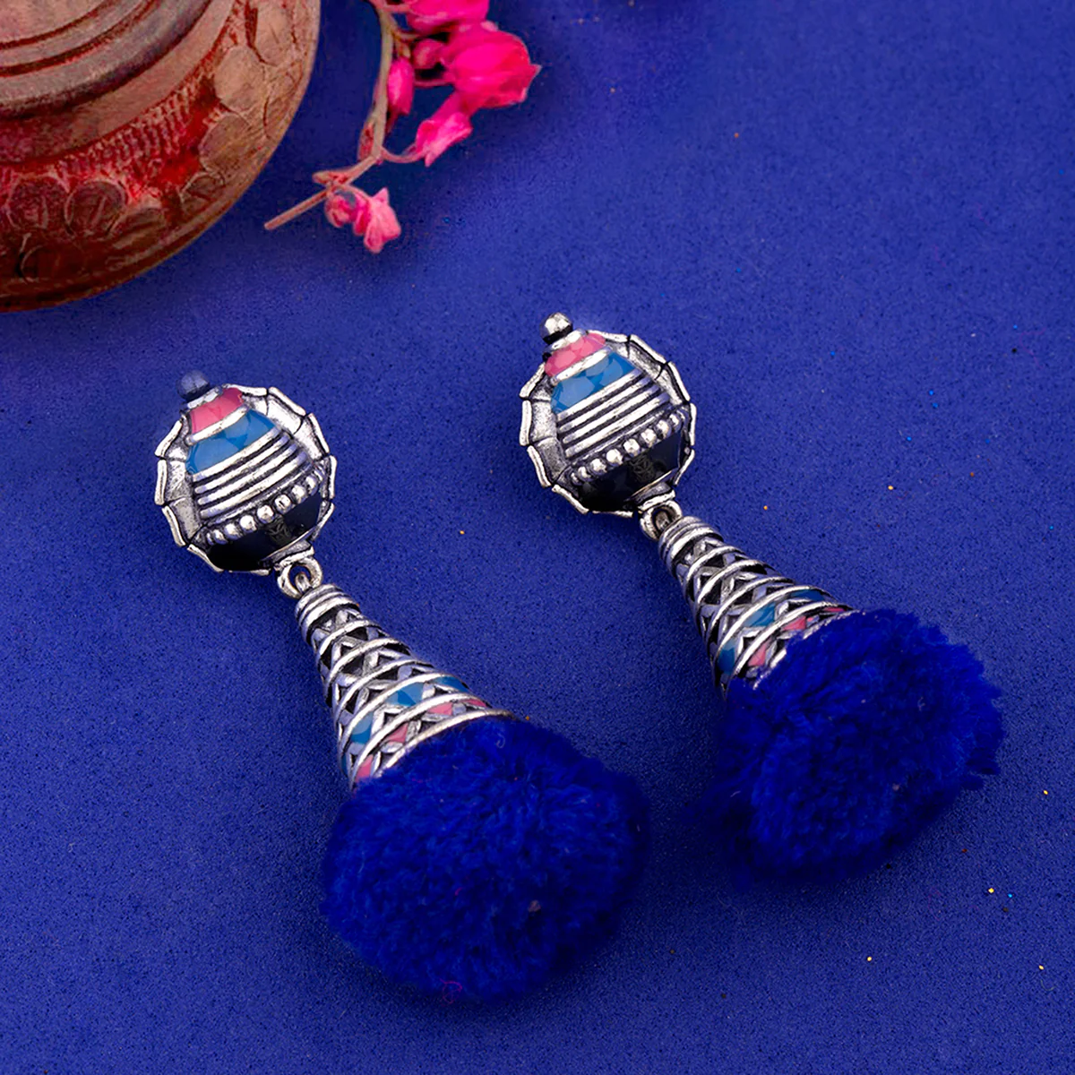 Kalbelia Enameld Long Earrings