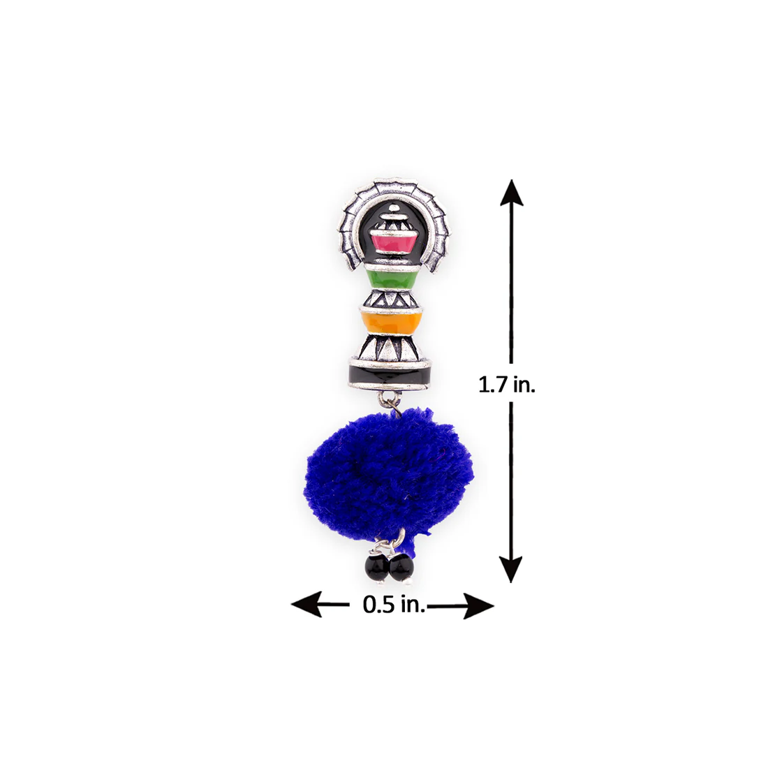 Kalbelia Enameled Pom Pom Earrings - Image 6