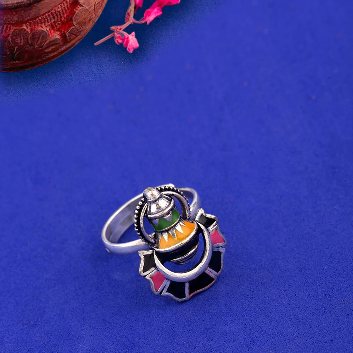 Kalbelia Enameled Statement Ring