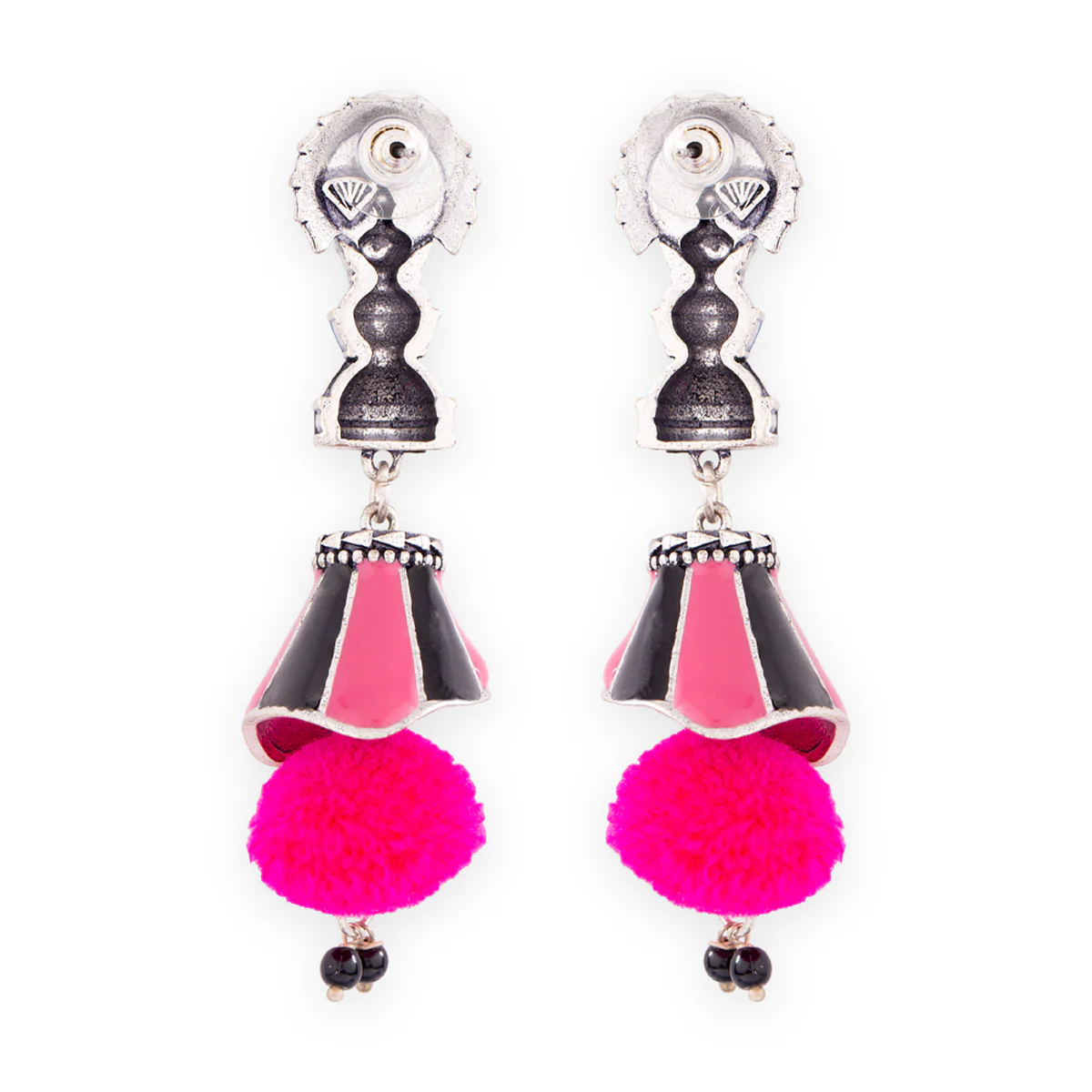 Kalbelia Pom Pom Drop Earrings - Image 6
