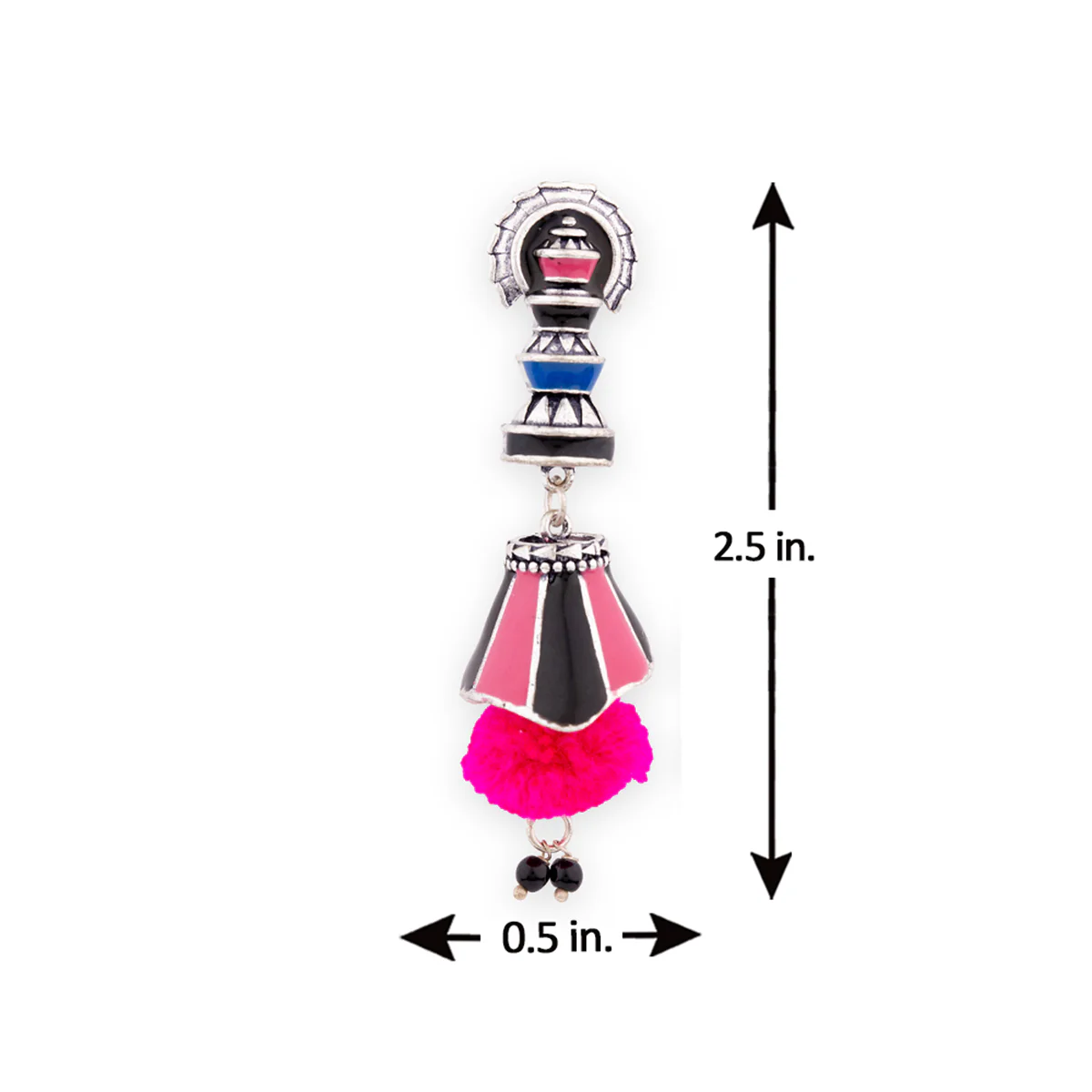 Kalbelia Pom Pom Drop Earrings - Image 7