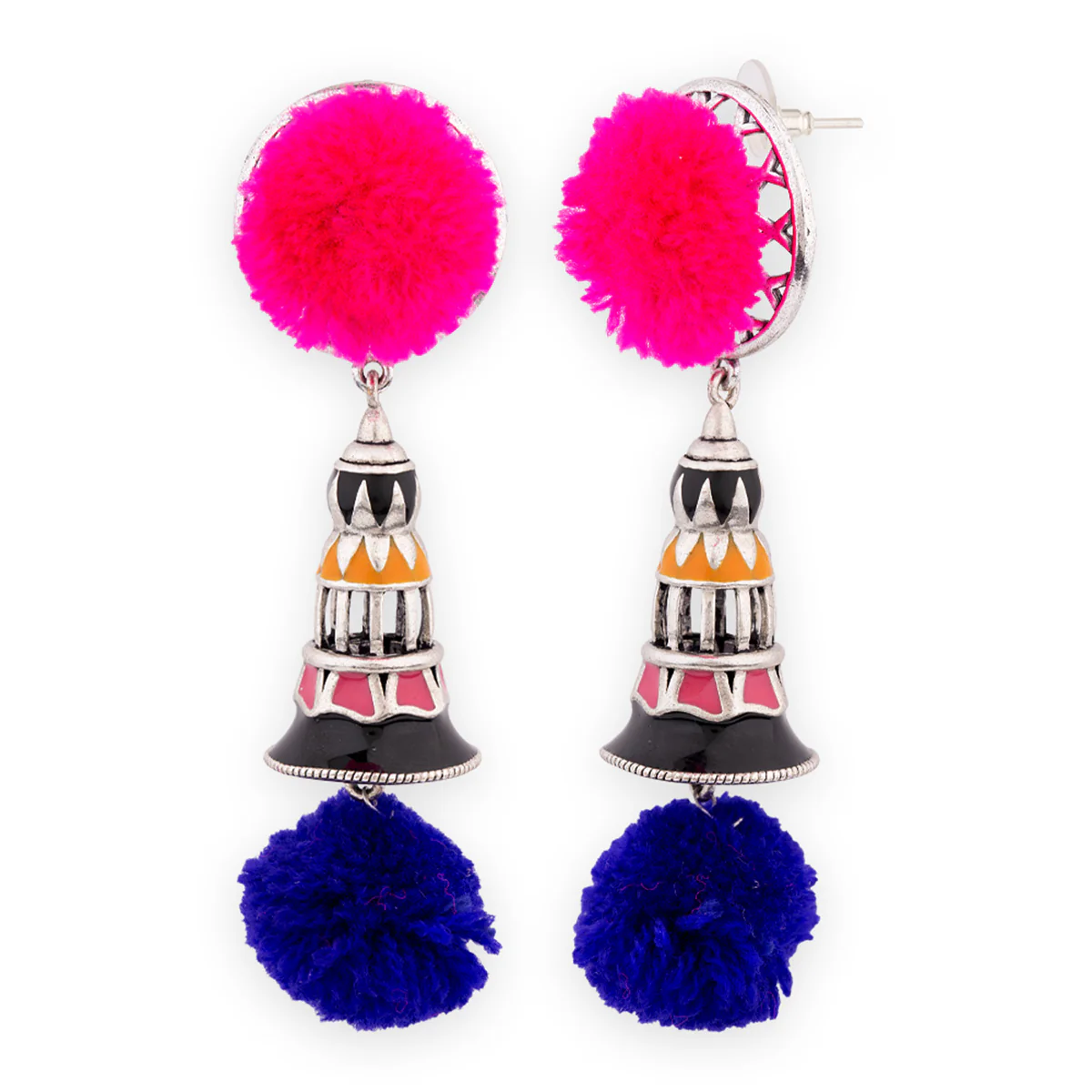 Kalbelia Pom Pom Long Earrings - Image 5