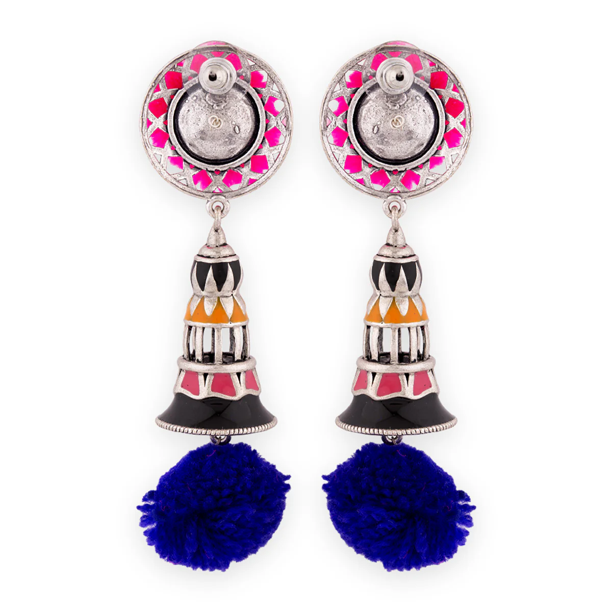 Kalbelia Pom Pom Long Earrings - Image 6