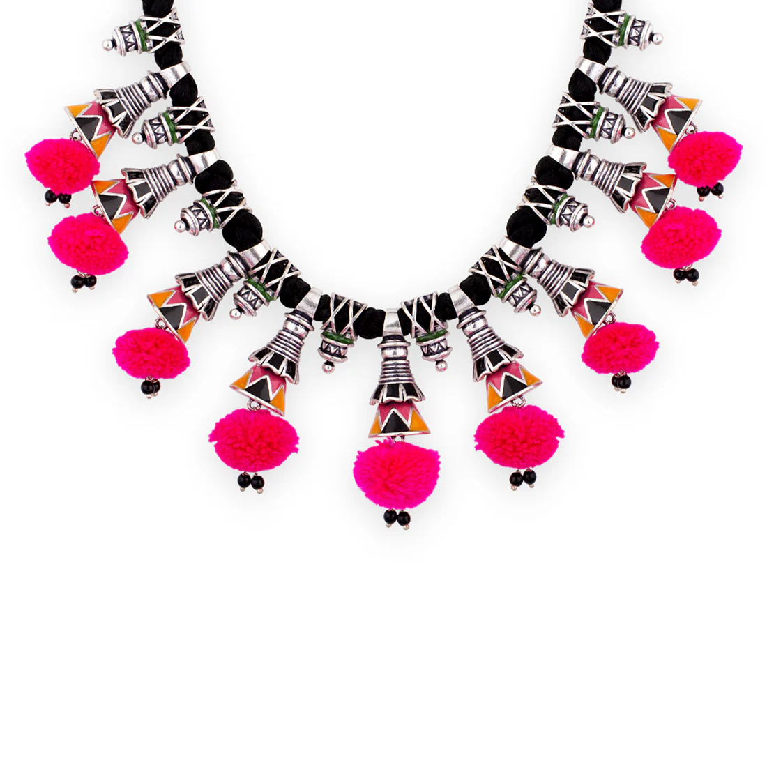 Kalbelia Pom Pom Statement Necklace - Image 3