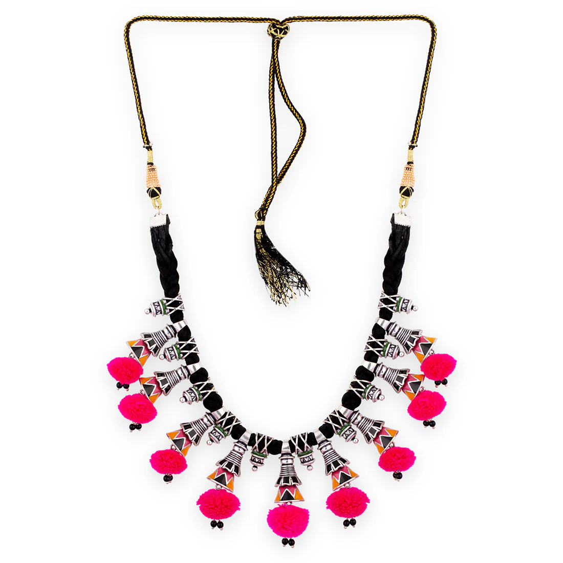 Kalbelia Pom Pom Statement Necklace - Image 4