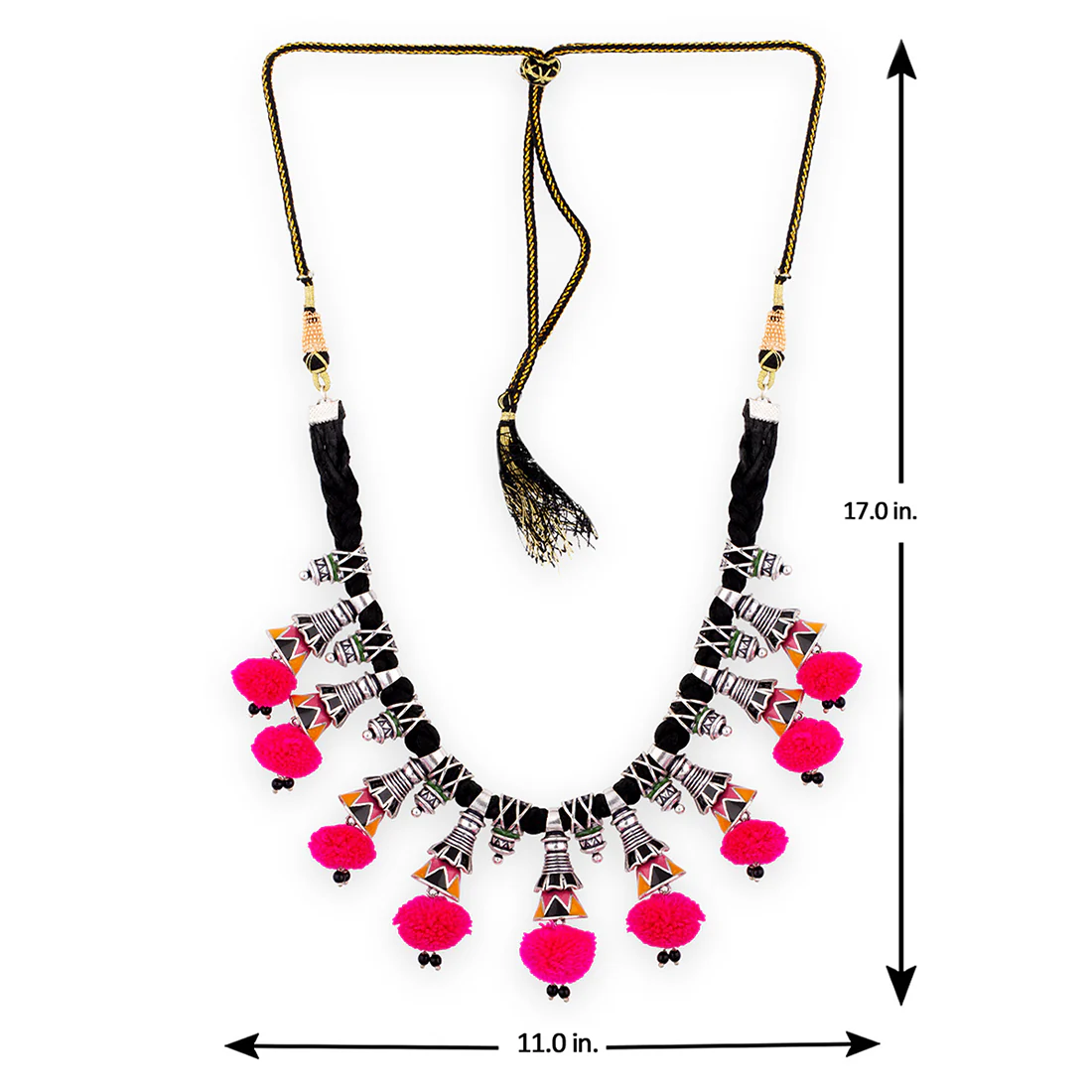 Kalbelia Pom Pom Statement Necklace - Image 6