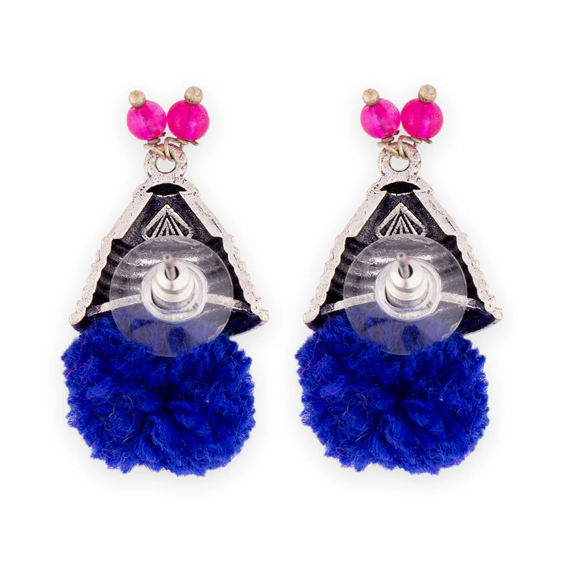 Unique Colorful Kalbelia Tribe Pom Pom Earrings - Voylla - Image 5