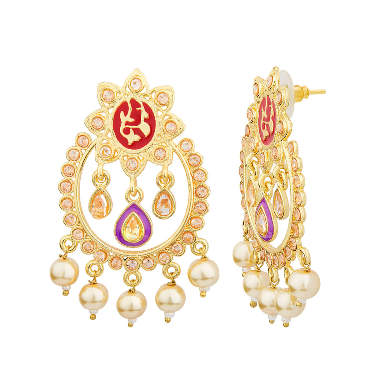 Kamal Jhumki Antique Inspired Earrings - Image 2