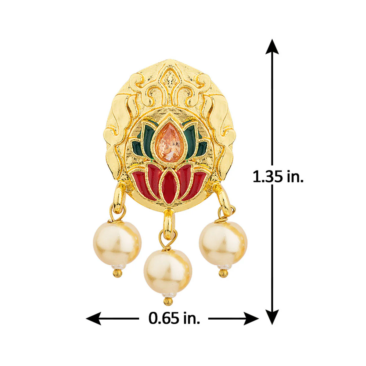 Kamal Jhumki Enamel and Pearl Drop Earrings - Image 3