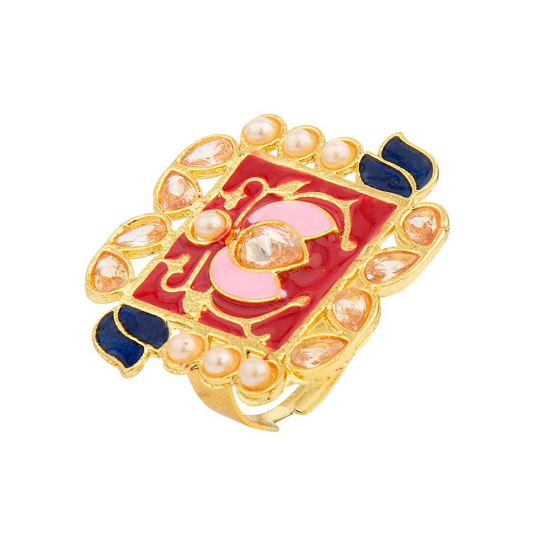 Kamal Jhumki Meenakari Floral Ring