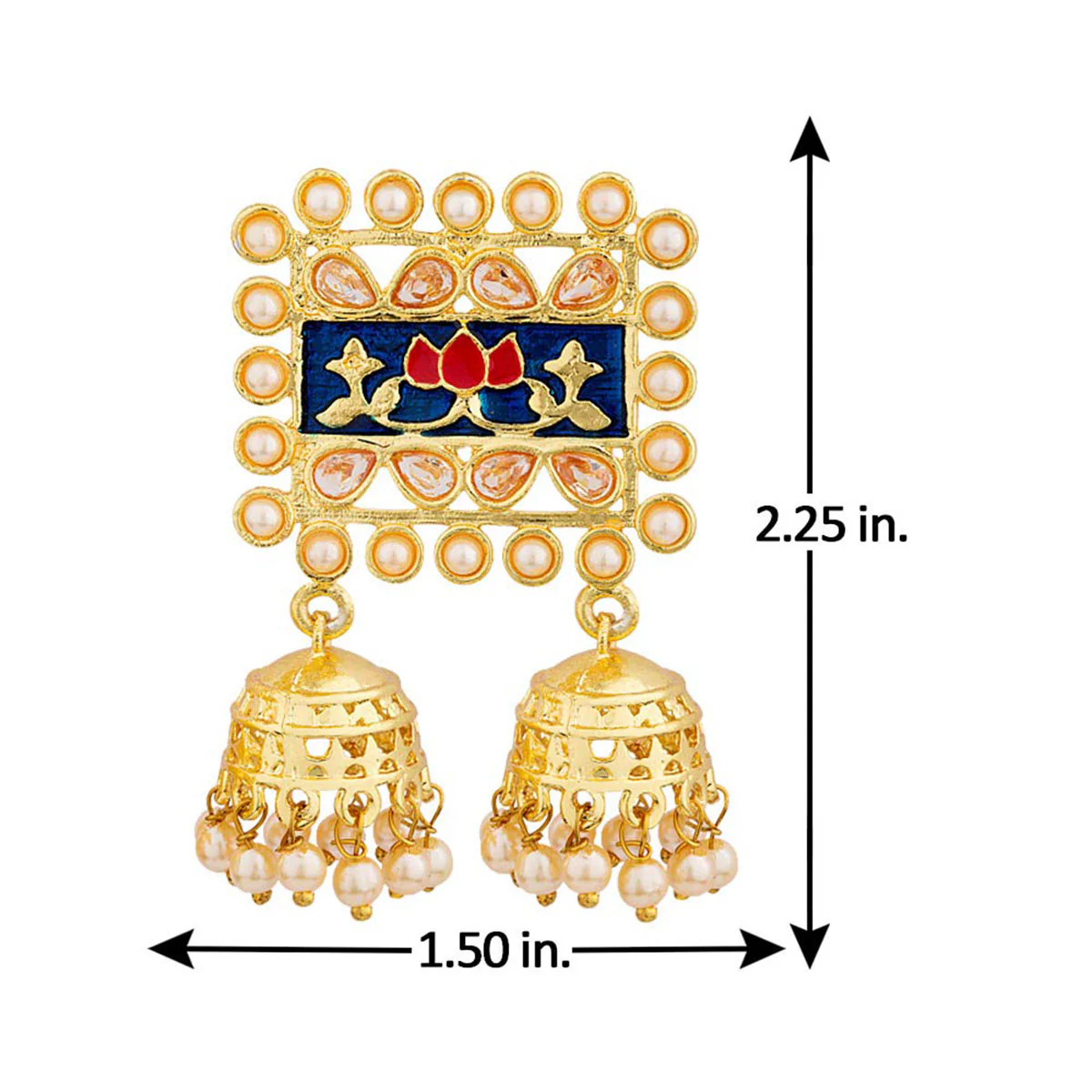Kamal Jhumki Pearl Studded Drop Earrings - Image 3