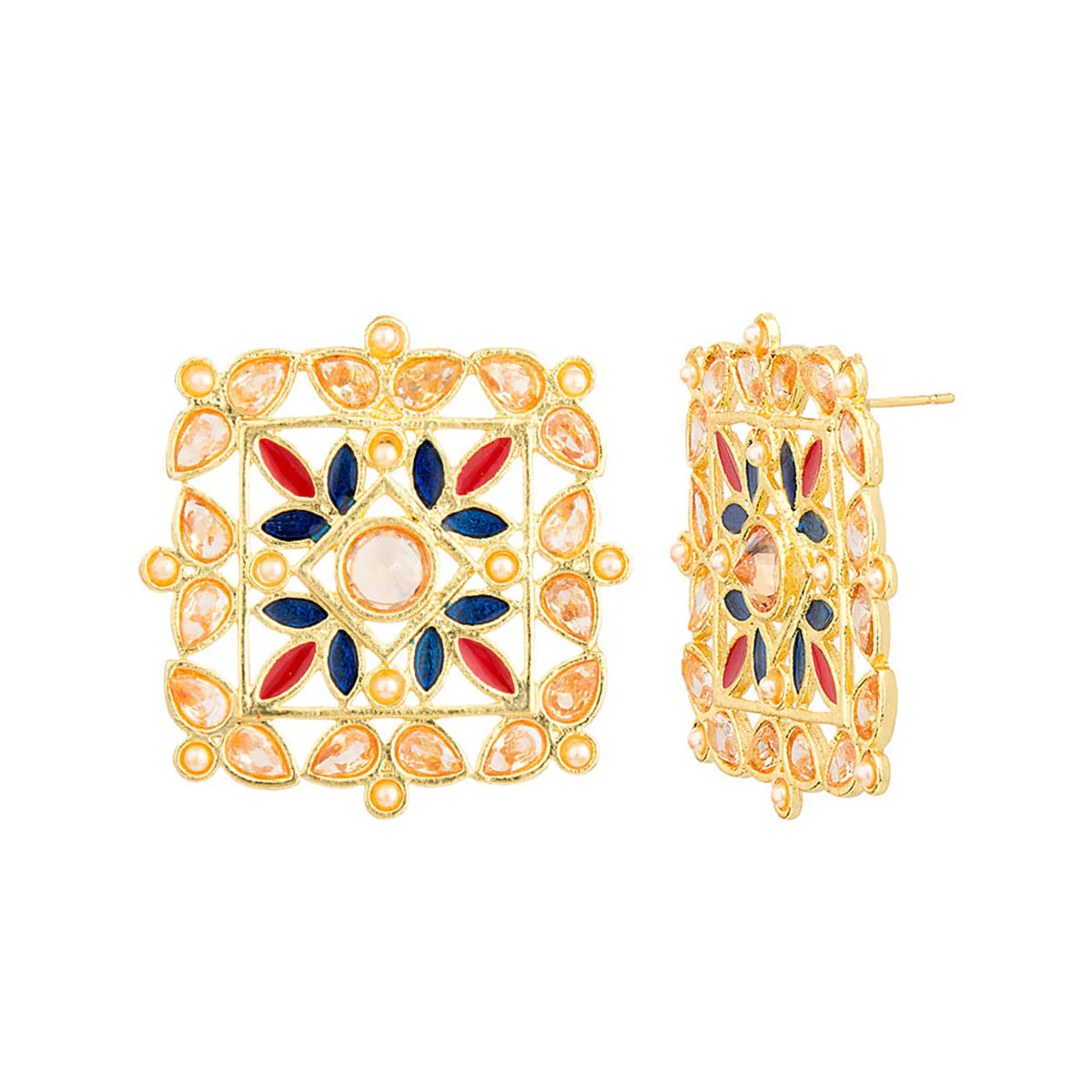 Kamal Jhumki Rangoli Inspired Earrings - Image 2