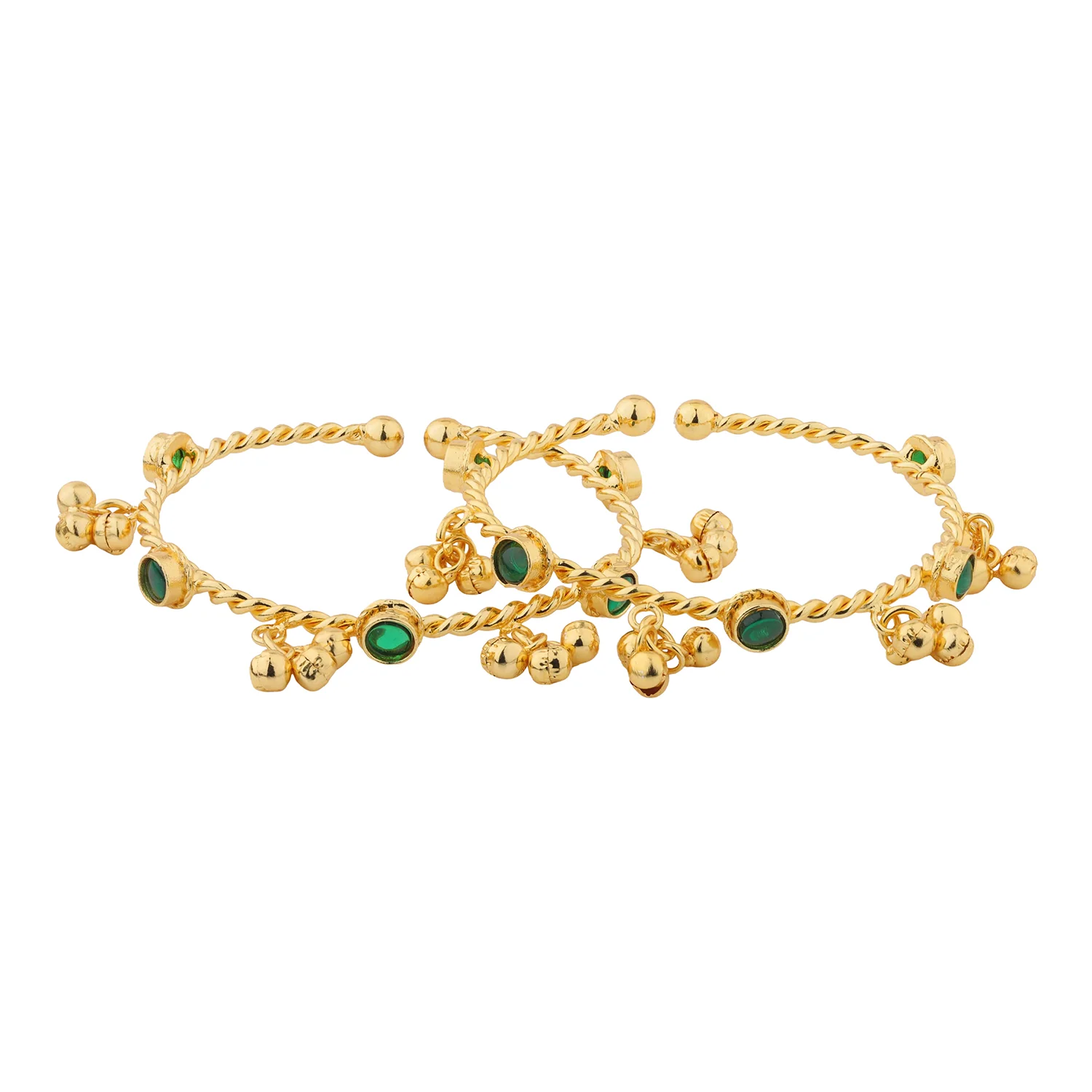 Kashmiri Zoya Ghungroo Gold Kada Bangle - Image 4