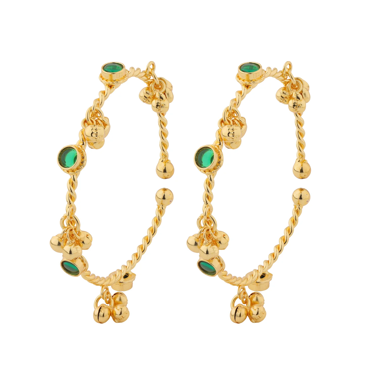 Kashmiri Zoya Ghungroo Gold Kada Bangle - Image 6
