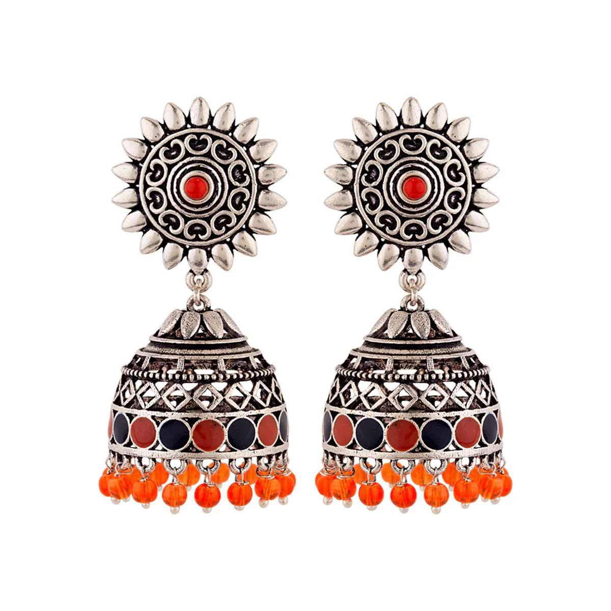 Kesar Beaded Jhumka Earrings - Image 3