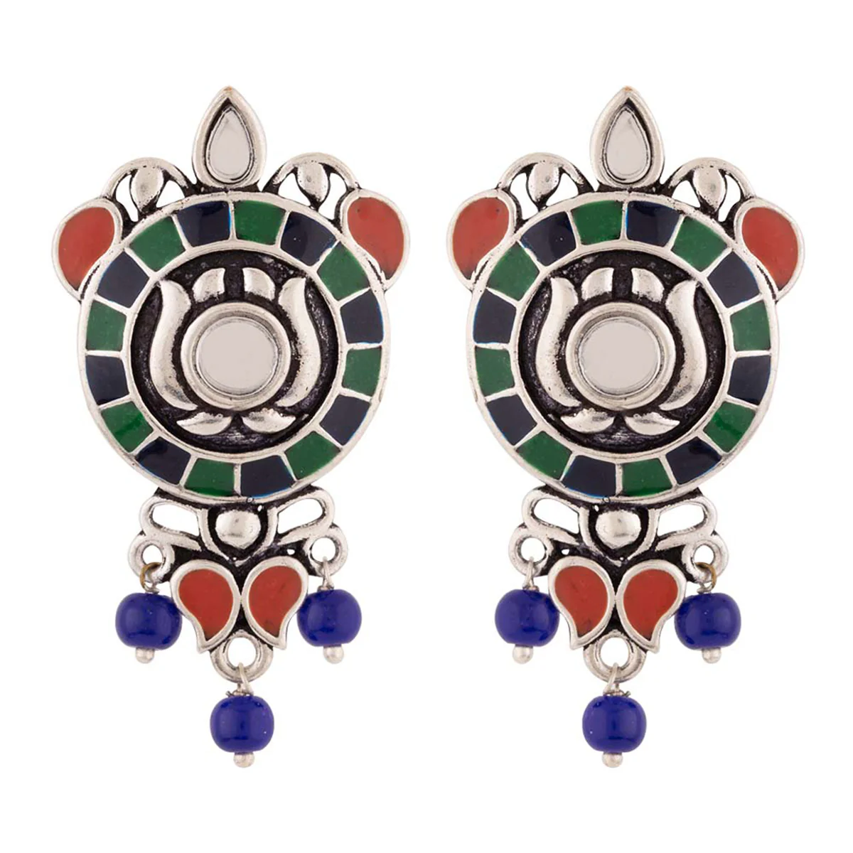 Kesar Blue and Orange Beads Earrings - Image 3