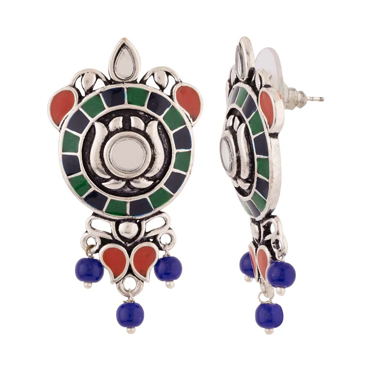 Kesar Blue and Orange Beads Earrings - Image 4