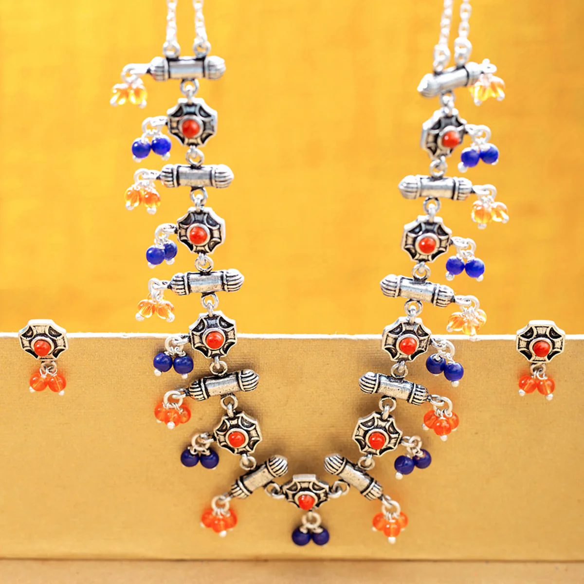 Kesar Coloured Beads Necklace Set