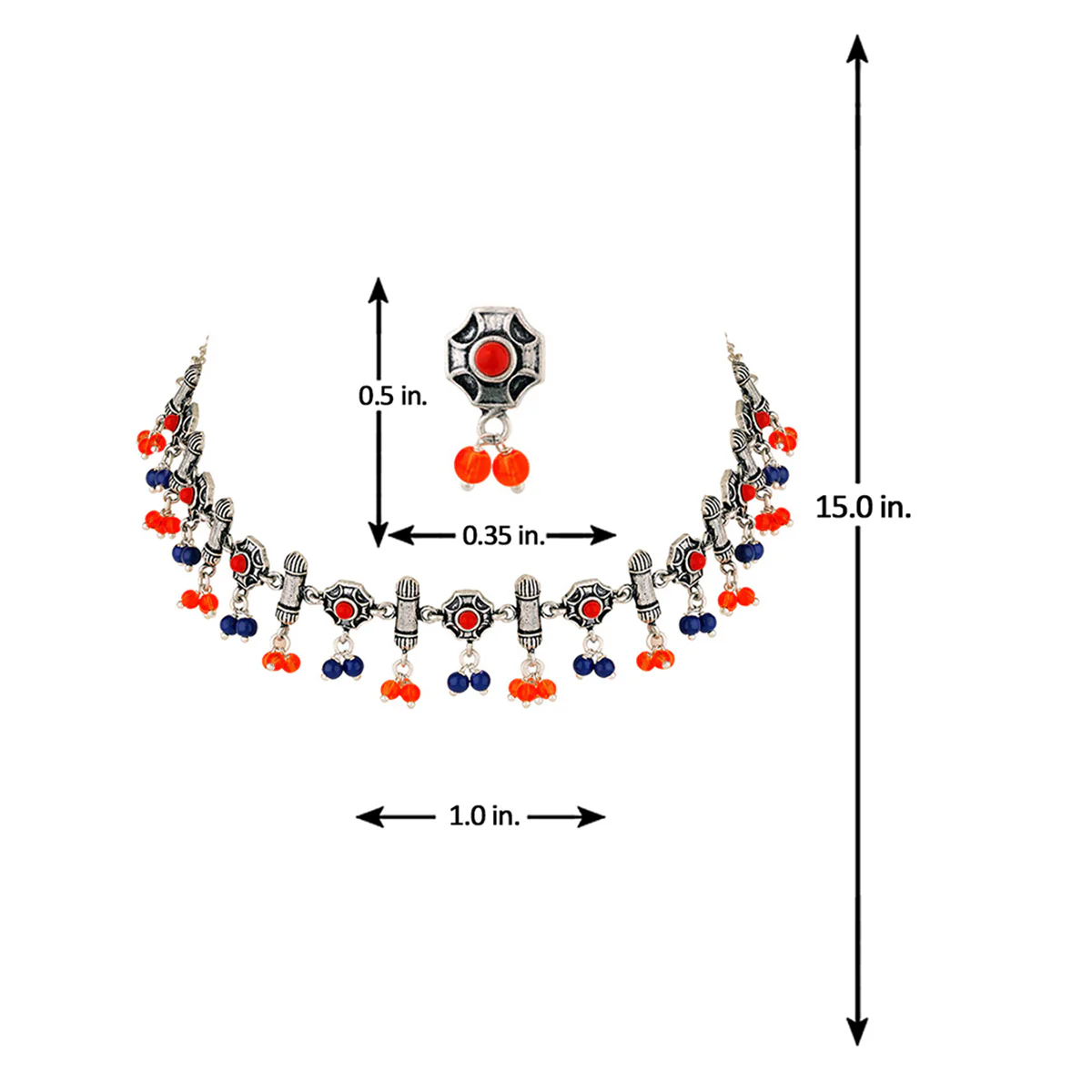 Kesar Coloured Beads Necklace Set - Image 6