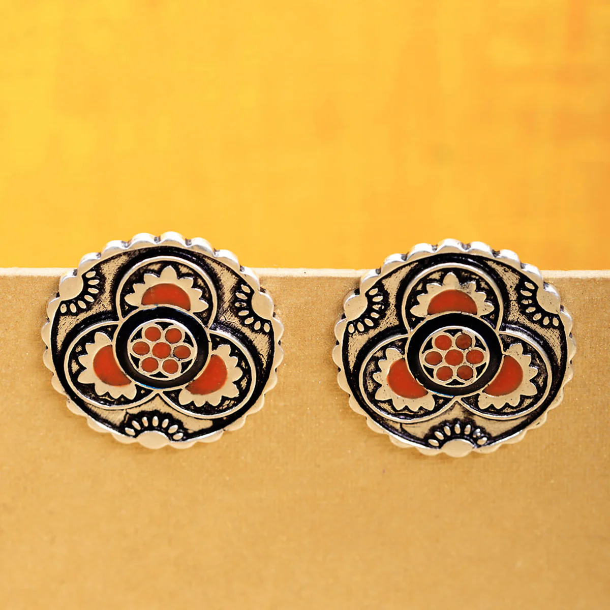 Kesar Floral Disk Earrings