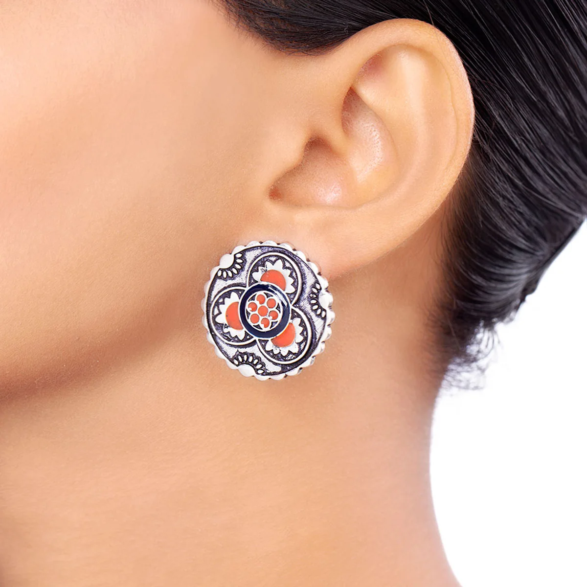 Kesar Floral Disk Earrings - Image 2